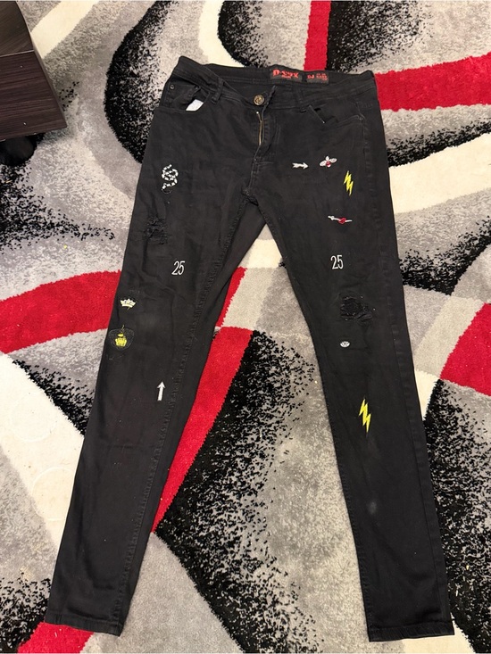 & Other Stories Denim - & Other Stories Black Skinny Jeans with Colorful Embroidered Patches